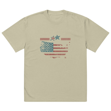 [ID: 713-G60] America - Land Of The Free Oversized Faded T-Shirt