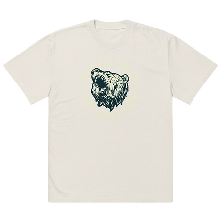 [ID: 713-G83] Angry Bear - Wild Life Animal Oversized Faded T-Shirt