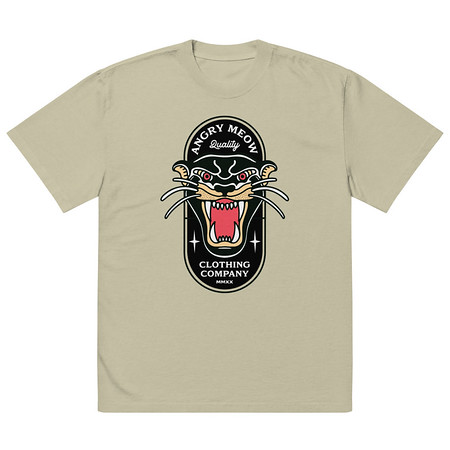 [ID: 713-G84] Angry Meow Clothing Company - Panther Oversized Faded T-Shirt