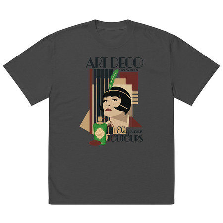 [ID: 713-G102] Art Deco Elegance Toujours Oversized Faded T-Shirt