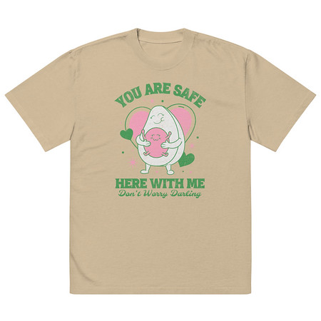 [ID: 713-G118] Avo Love - Typographic Cartoon Streetwear Oversized Faded T-Shirt