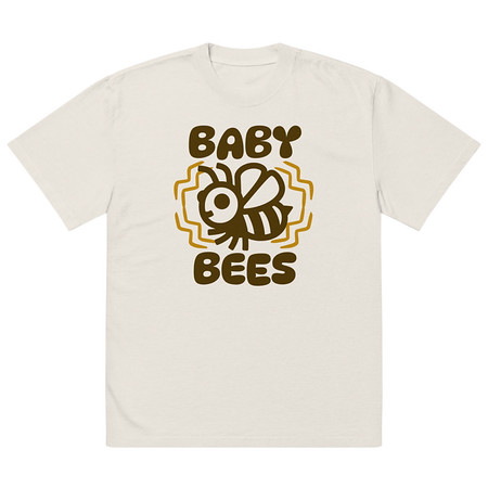 [ID: 713-G122] Baby Bees - Cute Insect Oversized Faded T-Shirt