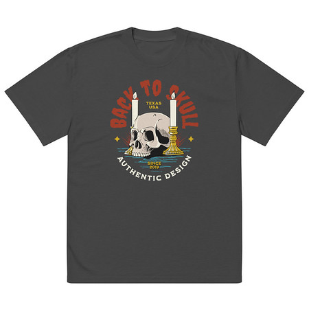 [ID: 713-G124] Back to Skull - Authenthic Design  Oversized Faded T-Shirt