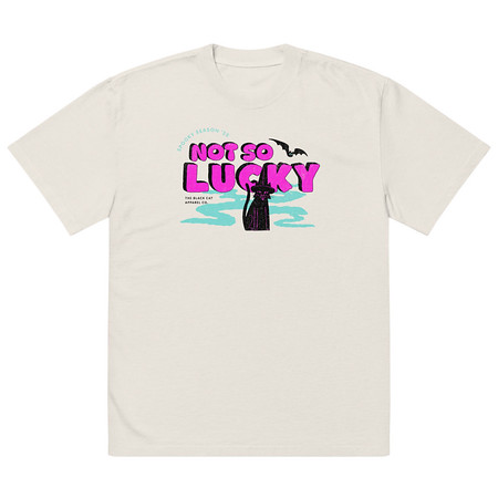 [ID: 713-G127] Bad Luck Kitty - Halloween Oversized Faded T-Shirt
