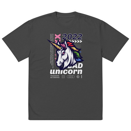 [ID: 713-G128] Bad Unicorn - Horse Oversized Faded T-Shirt