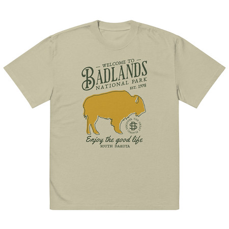 [ID: 713-G131] Badlands National Park - Bison Oversized Faded T-Shirt