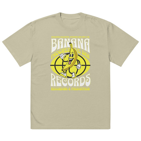[ID: 713-G136] Banana Records - Comic Character Oversized Faded T-Shirt