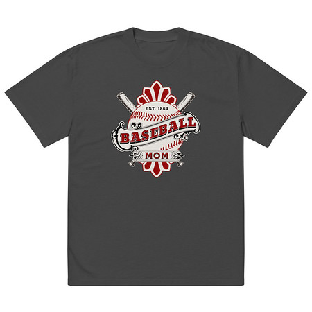 [ID: 713-G144] Baseball Mom Oversized Faded T-Shirt