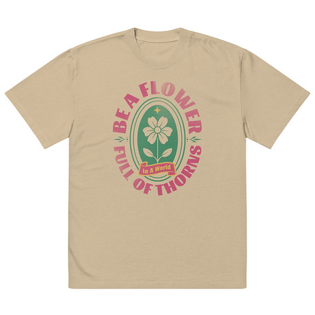 [ID: 713-G152] Be A Flower  Oversized Faded T-Shirt