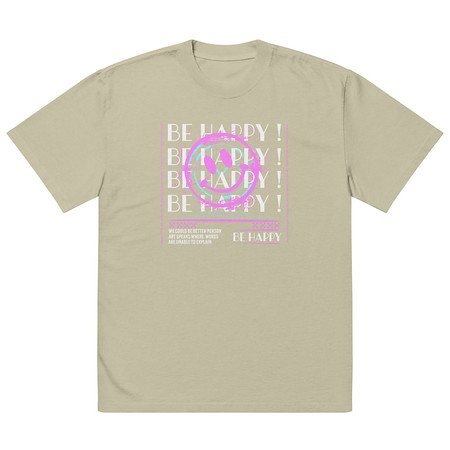 [ID: 713-G155] Be Happy ! Oversized Faded T-Shirt