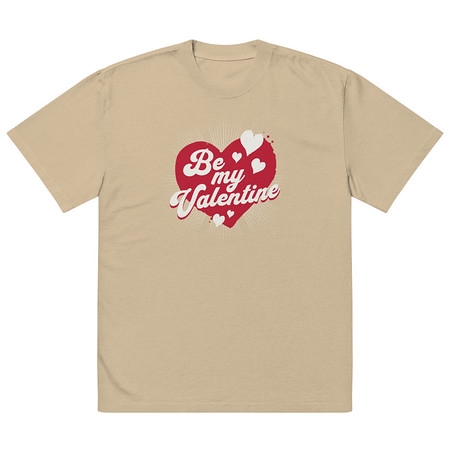 [ID: 713-G158] Be my Valentine - Love Heart Oversized Faded T-Shirt