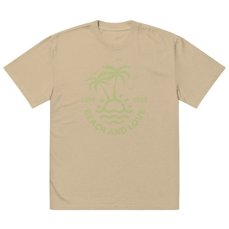 [ID: 713-G161] Beach and Love Oversized Faded T-Shirt
