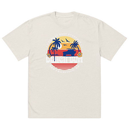 [ID: 713-G164] Beach Bum - Sunset Surfing Oversized Faded T-Shirt