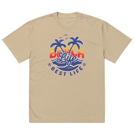 [ID: 713-G168] Beach Life Best Life Oversized Faded T-Shirt
