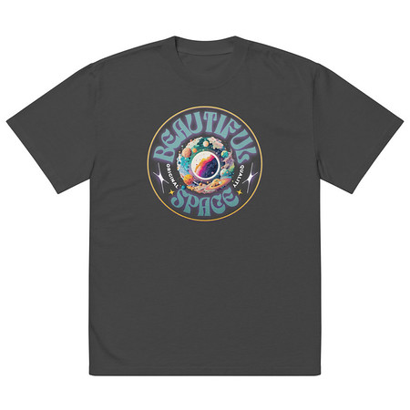 [ID: 713-G173] Beautiful Space Oversized Faded T-Shirt