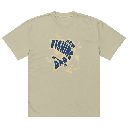 [ID: 713-G187] Best Fishing Dad - Typography Oversized Faded T-Shirt