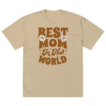 [ID: 713-G189] Best Mom in the World - Flowers Oversized Faded T-Shirt
