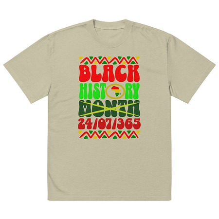 [ID: 713-G223] Black History Month Oversized Faded T-Shirt