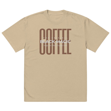 [ID: 713-G226] Black Magic - Minimal Modern Coffee Quote Oversized Faded T-Shirt