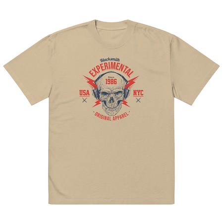 [ID: 713-G231] Blacksmith Experimental - Rock Skull Oversized Faded T-Shirt