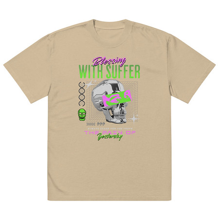 [ID: 713-G235] Blessing With Suffer Oversized Faded T-Shirt