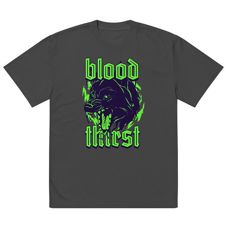 [ID: 713-G238] Blood Thirst - Neon Dog Oversized Faded T-Shirt