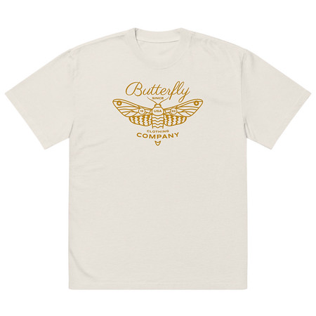 [ID: 713-G240] Blue Butterfly - Minimal Oversized Faded T-Shirt