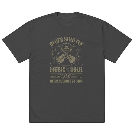[ID: 713-G243] Blues Music from the Soul - Guitar Oversized Faded T-Shirt