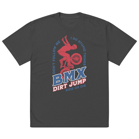 [ID: 713-G244] BMX Dirt Jump - Extreme Sports Oversized Faded T-Shirt