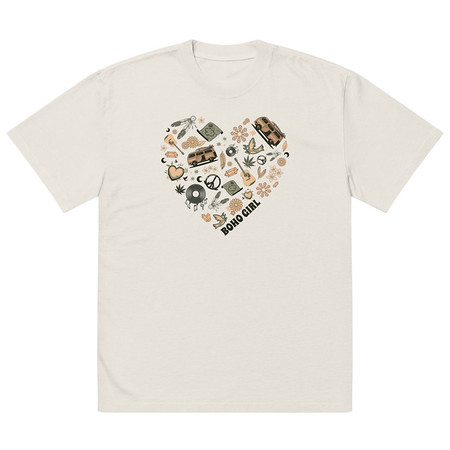 [ID: 713-G248] Boho Girl Poster Oversized Faded T-Shirt