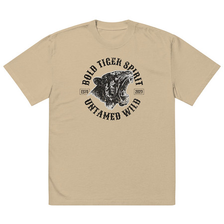 [ID: 713-G249] Bold Tiger Spirit Oversized Faded T-Shirt