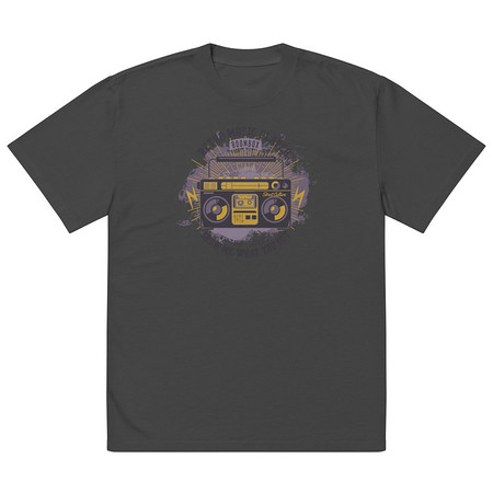 [ID: 713-G253] Boombox Music Player - Retro Oversized Faded T-Shirt