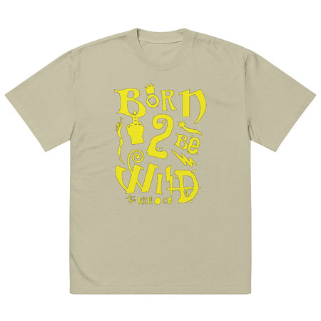 [ID: 713-G255] Born 2 Be Wild Oversized Faded T-Shirt