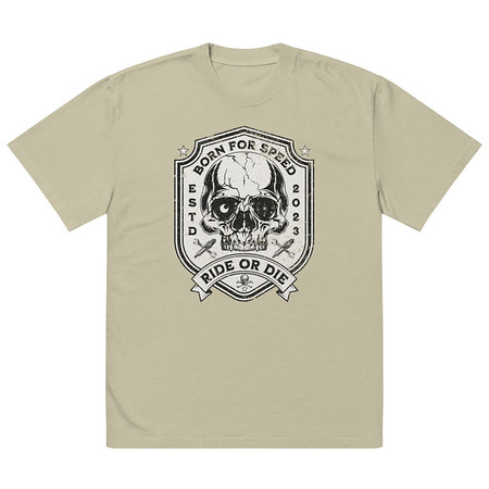 [ID: 713-G258] BORN FOR SPEED RIDE OR DIE Oversized Faded T-Shirt