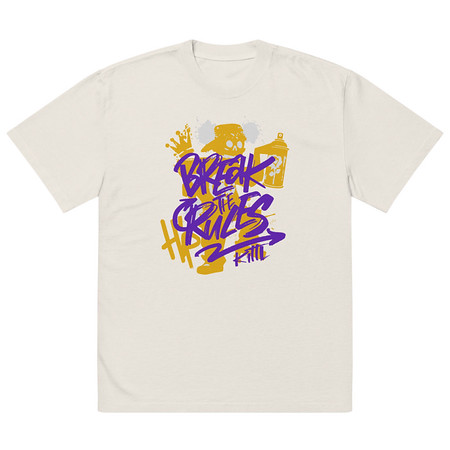 [ID: 713-G282] Break the Rules Graffiti - Spray Paint Oversized Faded T-Shirt