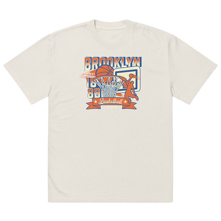 [ID: 713-G290] Brooklyn Basketball Team - Athletic Sports Oversized Faded T-Shirt
