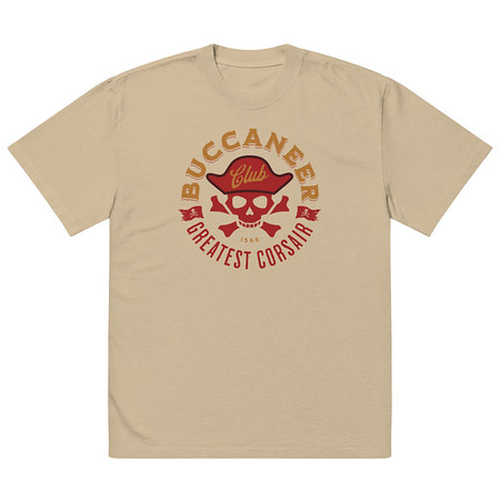 [ID: 713-G293] Buccaneer Club - Pirate Skull Oversized Faded T-Shirt