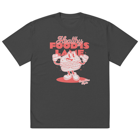 [ID: 713-G296] Burger Mascot Oversized Faded T-Shirt