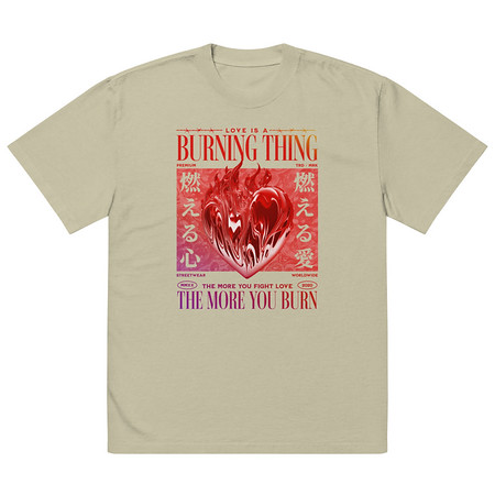 [ID: 713-G299] Burning Thing Oversized Faded T-Shirt