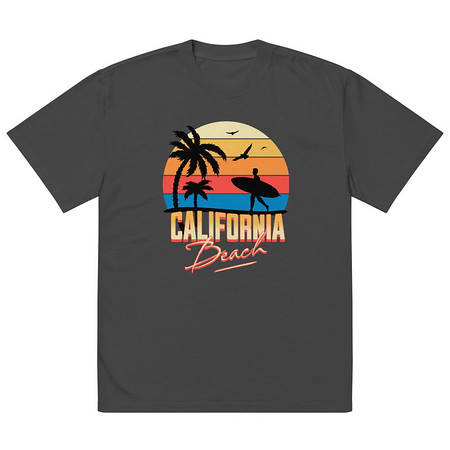 [ID: 713-G312] California Beach - Retro Surf Oversized Faded T-Shirt