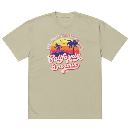[ID: 713-G316] California Dreamin - Beach & Surf Oversized Faded T-Shirt
