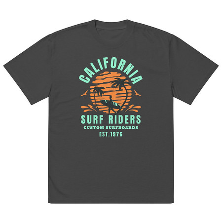 [ID: 713-G317] California Surf Riders - Beach Oversized Faded T-Shirt