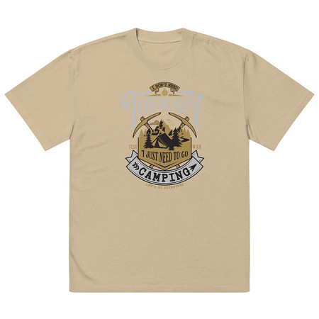 [ID: 713-G325] Camping Emblem Oversized Faded T-Shirt