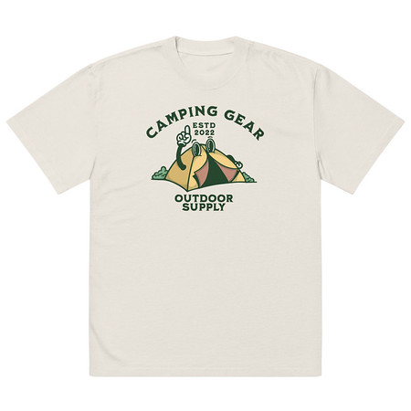 [ID: 713-G326] Camping Gear Oversized Faded T-Shirt