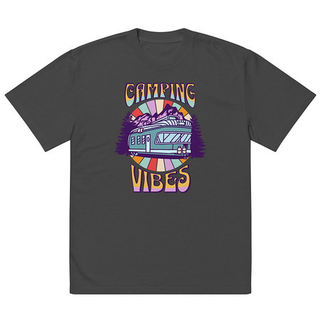 [ID: 713-G327] Camping Vibes Oversized Faded T-Shirt