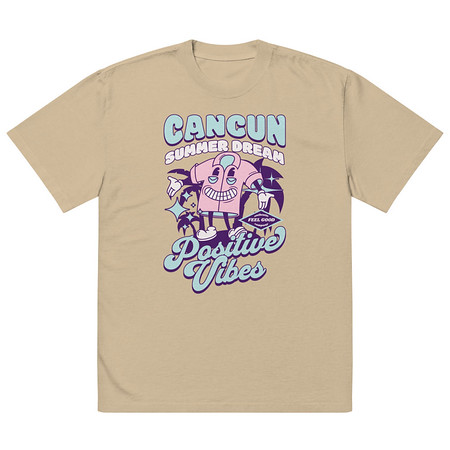 [ID: 713-G330] Cancun Positive Vibes Oversized Faded T-Shirt