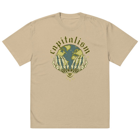[ID: 713-G333] Capitalism - Earth Oversized Faded T-Shirt