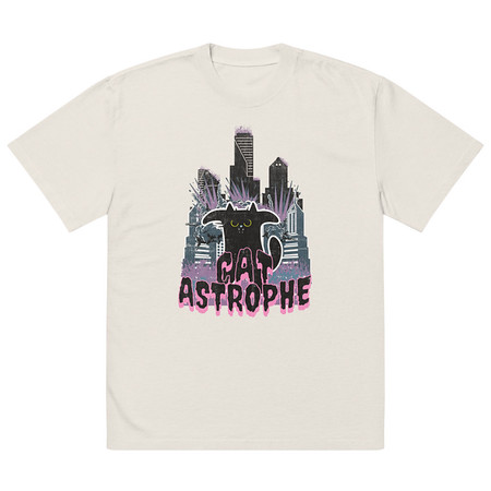 [ID: 713-G340] cat-astrophe Oversized Faded T-Shirt