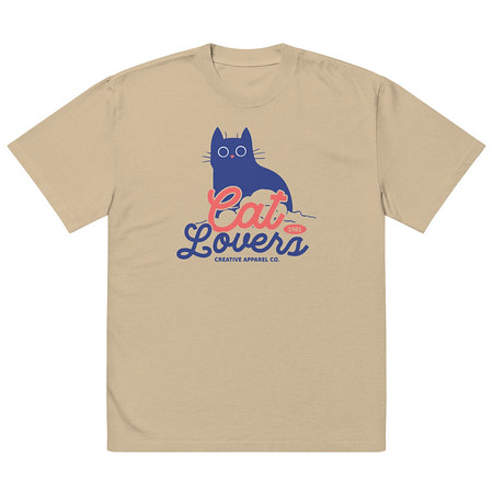 [ID: 713-G347] Cats Lovers Oversized Faded T-Shirt