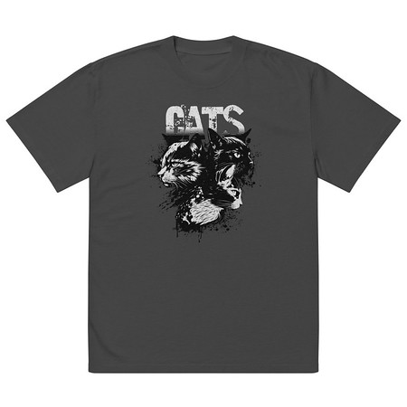 [ID: 713-G349] Cats Oversized Faded T-Shirt